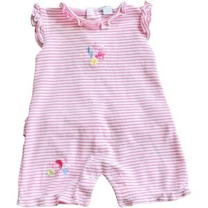 Kissy Kissy Baby Girls Pink Ocean Animal Cotton One Piece Romper. 6-9 Months.